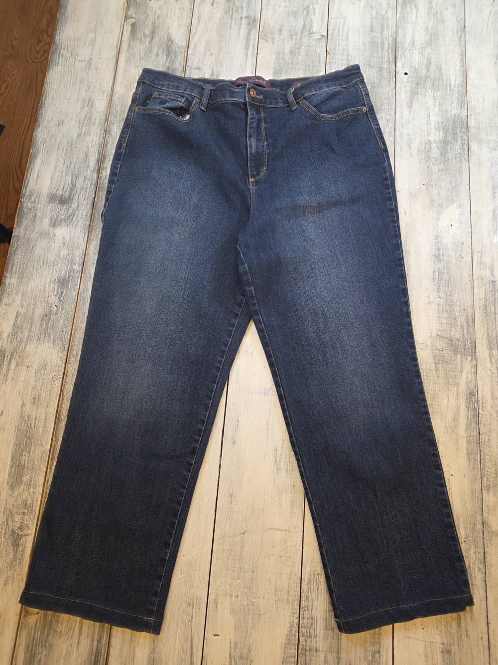 Gloria Vanderbilt Amanda Women's Dark Blue Mid Rise Straight-Leg Jeans sz 16